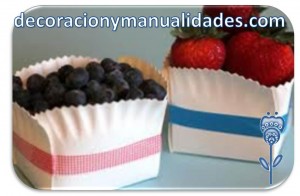 fruteros de papel decorados para fiesta